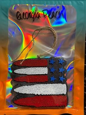 Georgia Peach Patriotic Flag Freshie - Red White Blue